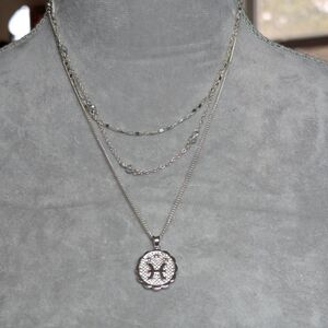 Avon Silver Layered Pisces Zodiac Necklace